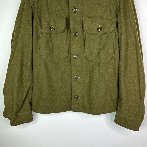 Vintage Military Wool Green Field Button Up Shirt 1954 21x26 Small - Picture 3 of 11